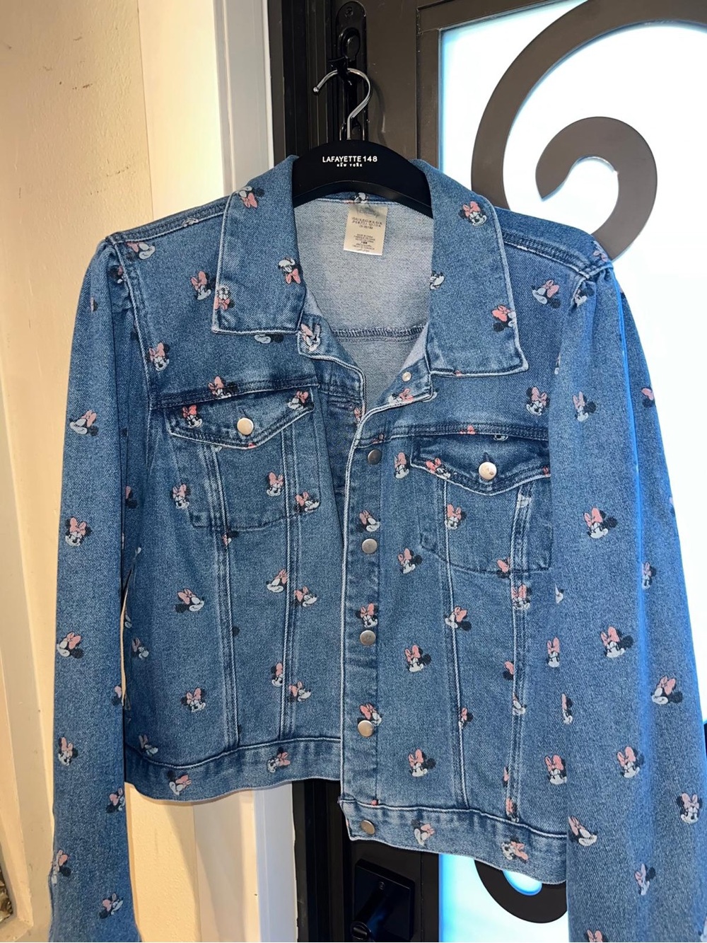 Disney Blue Denim Jacket with Pink Minnie Mouse Print
